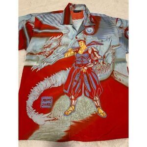 Vintage Dutch Boy Point Zero Anime Hero Dragon Design Button Shirt Adult Xl